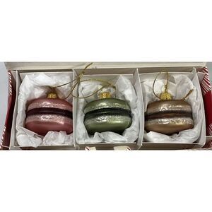 Sur La Table Macaron Macaroon Christmas Ornament Set 3 Poland Blown glass